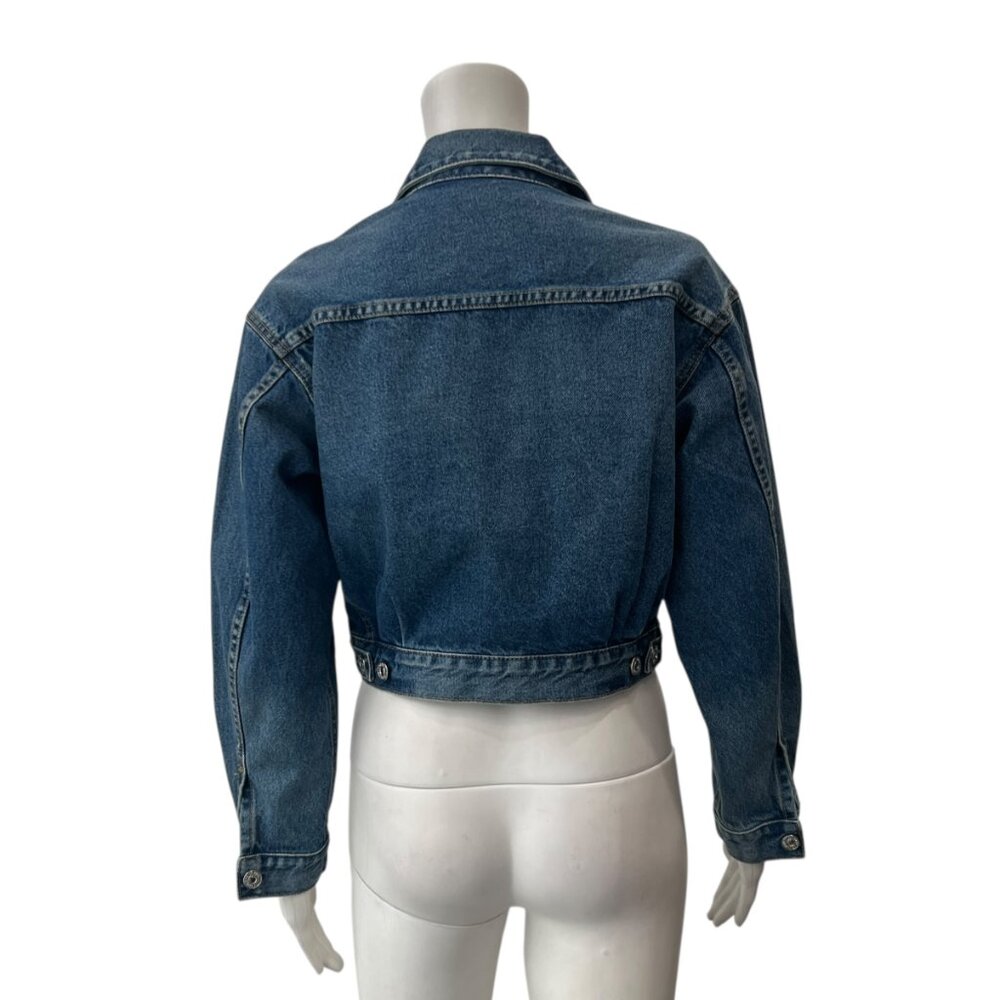 $298 Citizens of Humanity Blue Cotton Cropped Denim Alma Horsebit Jacket size XS - Picture 7 of 10